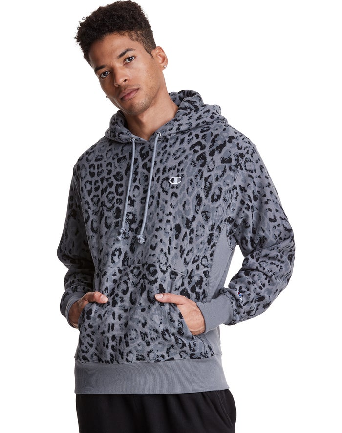 Champion Reverse Weave All Over Print - Miesten TummanHarmaat Huppari - Suomi 8271503-CP